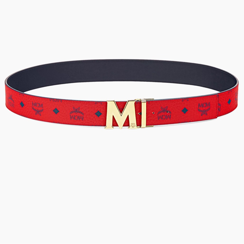 McM logo red belt. New and Authentic